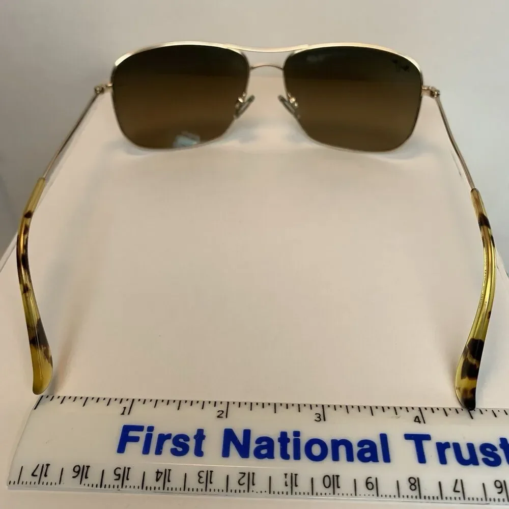 Maui Jim Wiki Wiki MJ246-16 Gold Neutral Smoky Polarized Lens Aviator Style READ
